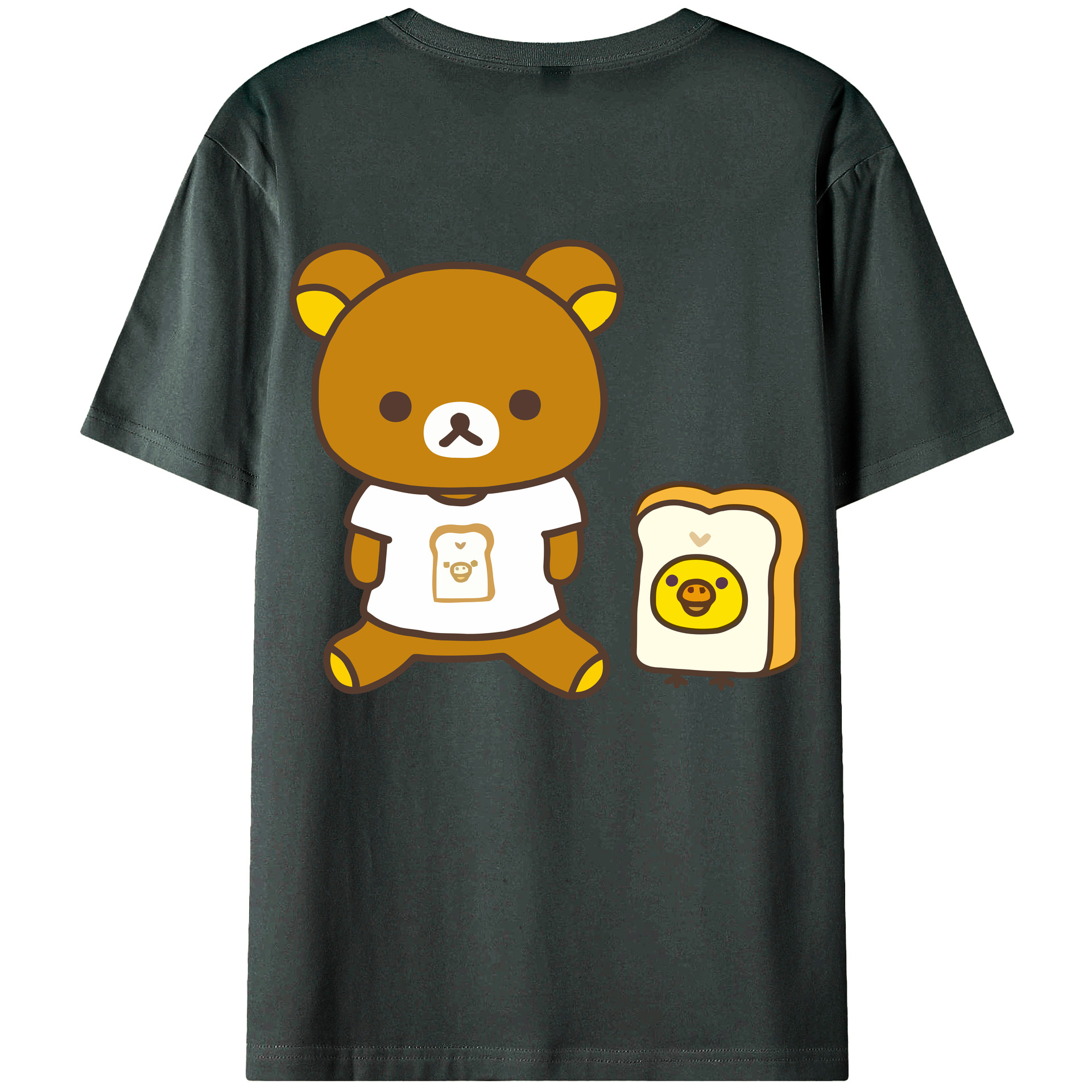 （画像用） リラックマ リラックマ キイロイトリ Rilakkuma Korilakkuma Kiiroitori 綿100％ メンズ半袖Tシャツ（バックプリント） 通気性